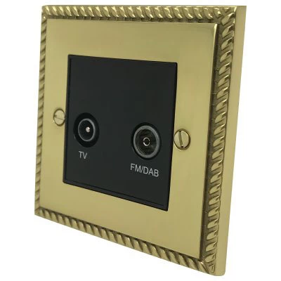 Palladian Polished Brass TV Socket