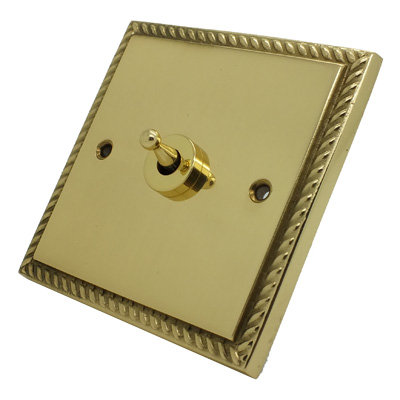 Georgian Premier Plus Polished Brass (Cast) Dimmer and Toggle Switch Combination
