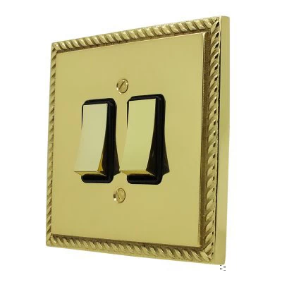 Georgian Premier Plus Polished Brass (Cast) Intermediate Switch and Light Switch Combination