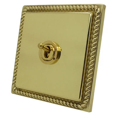 Georgian Premier Polished Brass Intermediate Toggle (Dolly) Switch