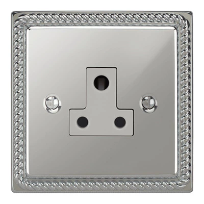 Georgian Premier Polished Chrome Round Pin Unswitched Socket (For Lighting)