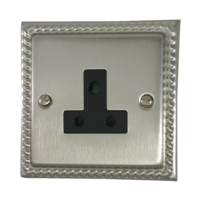 Georgian Satin Nickel Round Pin Unswitched Socket (For Lighting)