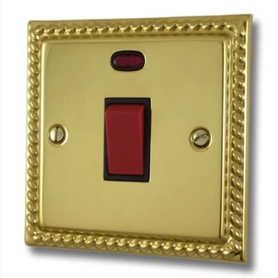 Georgian Classic Polished Brass Cooker (45 Amp Double Pole) Switch