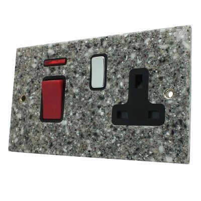 Granite / Polished Stainless Cooker Control (45 Amp Double Pole Switch and 13 Amp Socket)