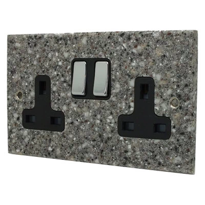 Granite / Polished Stainless Switched Plug Socket