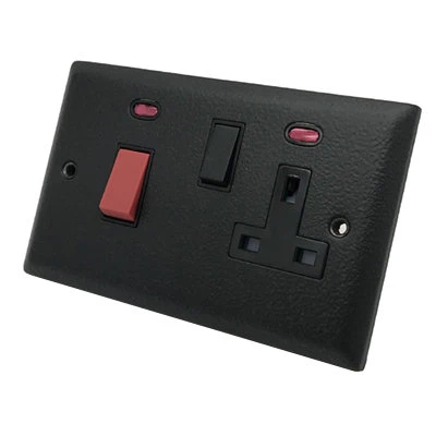 Vogue Hammered Black Cooker Control (45 Amp Double Pole Switch and 13 Amp Socket)