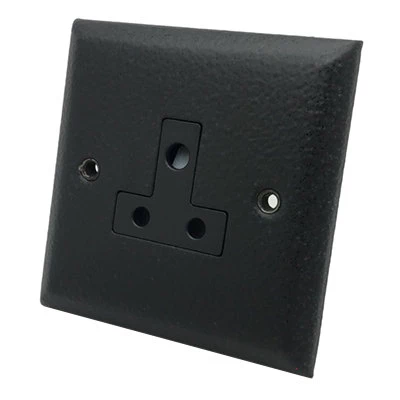 Vogue Hammered Black Round Pin Unswitched Socket (For Lighting)