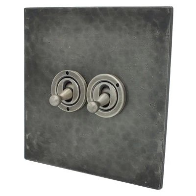 Hand Forged Hammered Pewter Intermediate Toggle Switch and Toggle Switch Combination