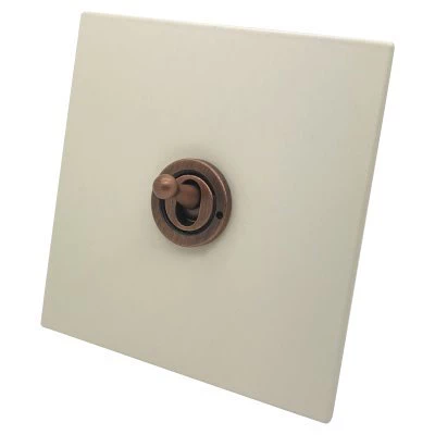 Heritage Flat Cream and Copper Intermediate Switch and Light Switch Combination