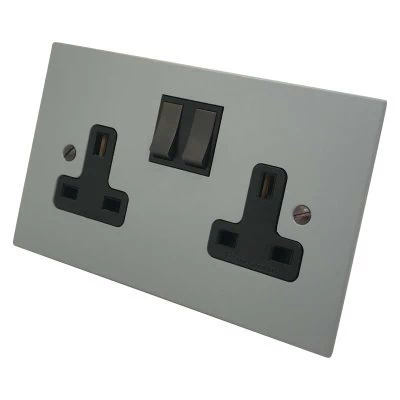 Heritage Flat Grey and Bronze Switched Plug Socket