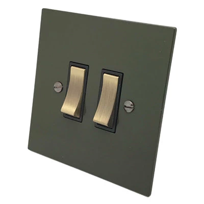 Heritage Flat Green Dimmer and Light Switch Combination