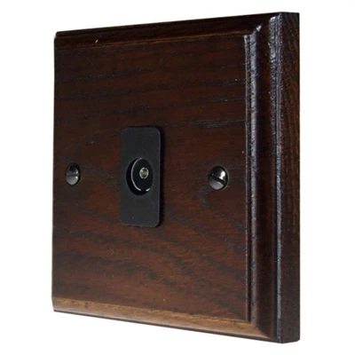 Jacobean Dark Oak | Antique Brass TV Socket