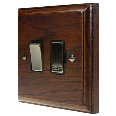Jacobean Dark Oak | Antique Brass Switched Fused Spur