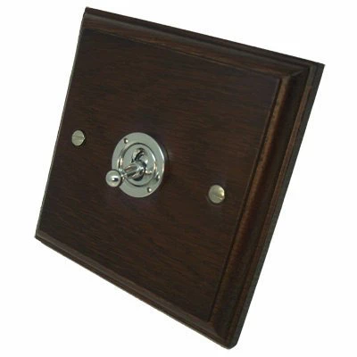 Jacobean Dark Oak | Polished Chrome Dimmer and Light Switch Combination