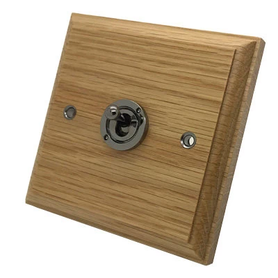 Jacobean Light Oak | Black Nickel Round Pin Unswitched Socket (For Lighting)