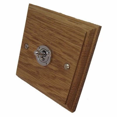 Jacobean Light Oak | Polished Chrome Dimmer and Light Switch Combination