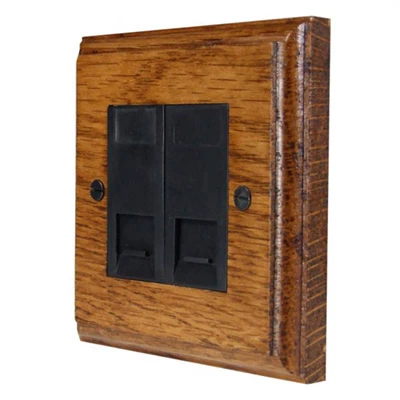 Jacobean Medium Oak | Black Nickel Telephone Extension Socket