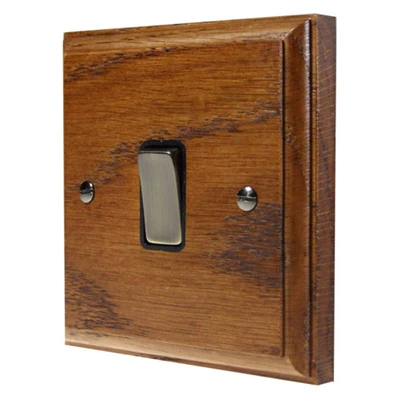 Jacobean Medium Oak | Antique Brass 20 Amp Switch