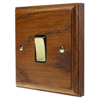 Jacobean Medium Oak | Polished Brass Light Switch