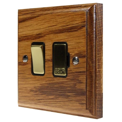 Jacobean Medium Oak | Polished Brass Switched Fused Spur
