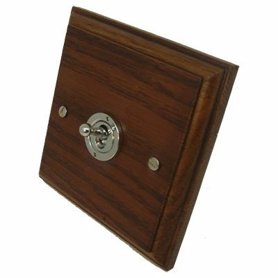 Jacobean Medium Oak | Polished Chrome Dimmer and Light Switch Combination