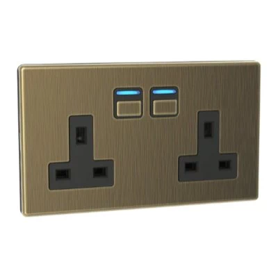 Lightwave Plug Socket (UK) Antique Brass