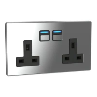 Lightwave Plug Socket (UK) Mirror Chrome