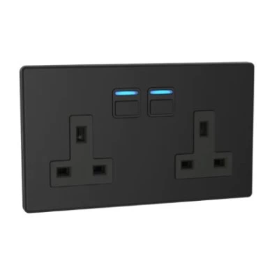 Lightwave Plug Socket (UK) Matt Black