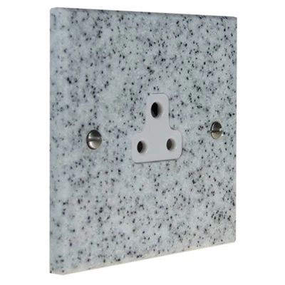 Light Granite / Polished Stainless Round Pin Unswitched Socket (For Lighting)