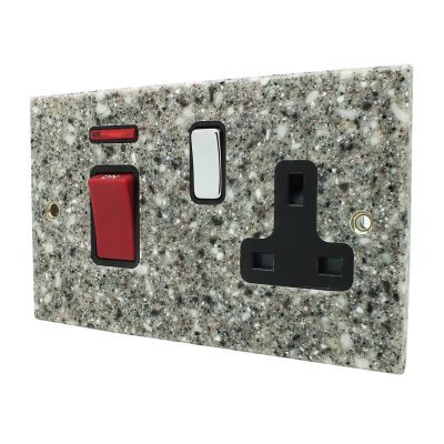Light Granite / Polished Stainless Cooker Control (45 Amp Double Pole Switch and 13 Amp Socket)