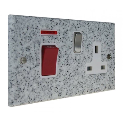 Light Granite / Satin Stainless Cooker Control (45 Amp Double Pole Switch and 13 Amp Socket)