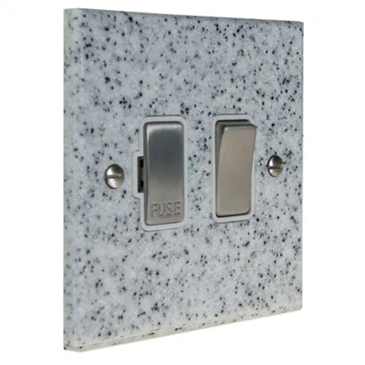 Light Granite / Satin Stainless Switched Fused Spur