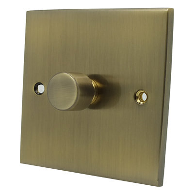 Low Profile Antique Brass Dimmer and Toggle Switch Combination