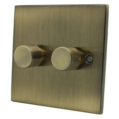 Low Profile Antique Brass LED Dimmer and Push Light Switch Combination