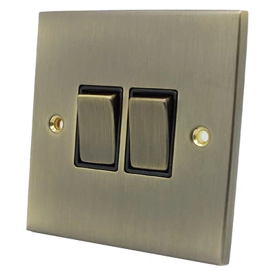 Low Profile Antique Brass Intermediate Switch and Light Switch Combination