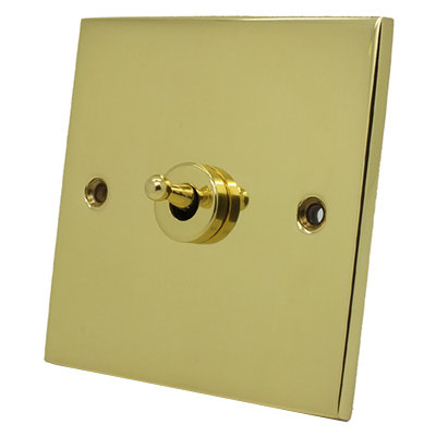 Low Profile Polished Brass Dimmer and Toggle Switch Combination