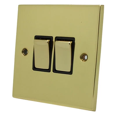 Low Profile Polished Brass Intermediate Switch and Light Switch Combination
