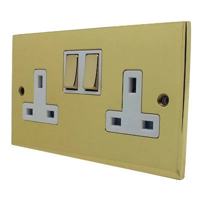 Low Profile Polished Brass Switched Plug Socket