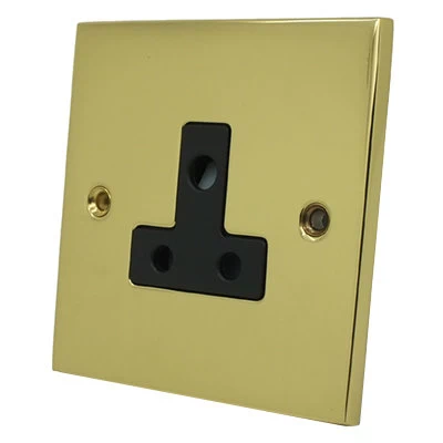 Low Profile Polished Brass Round Pin Unswitched Socket (For Lighting)