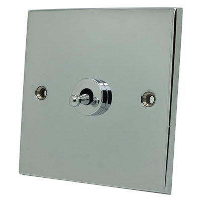 Low Profile Polished Chrome Dimmer and Toggle Switch Combination