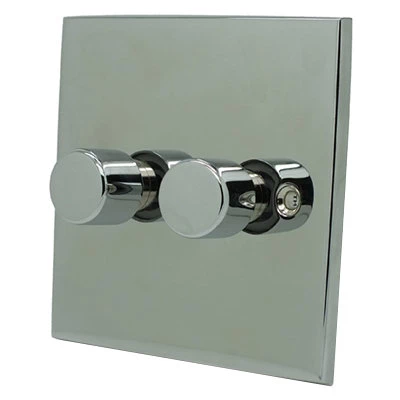 Low Profile Polished Chrome Push Intermediate Switch and Push Light Switch Combination