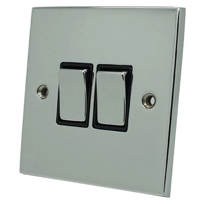 Low Profile Polished Chrome Intermediate Switch and Light Switch Combination