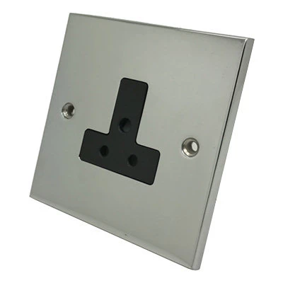 Low Profile Polished Chrome Round Pin Unswitched Socket (For Lighting)