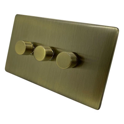 Low Profile Rounded Antique Brass Push Light Switch