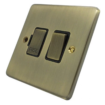 Low Profile Rounded Antique Brass Switched Fused Spur