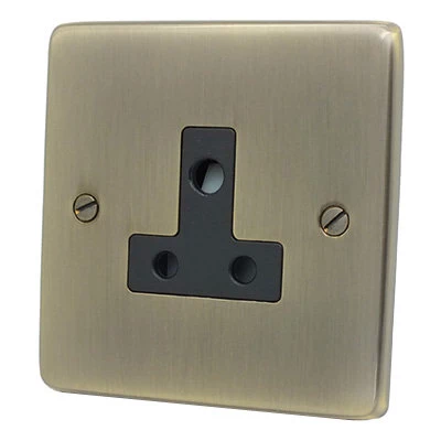 Low Profile Rounded Antique Brass Round Pin Unswitched Socket (For Lighting)