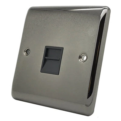 Low Profile Rounded Black Nickel Telephone Extension Socket