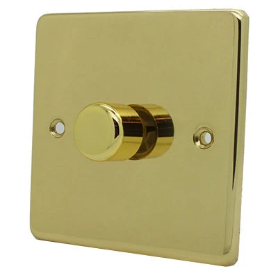 Low Profile Rounded Polished Brass Intelligent Dimmer