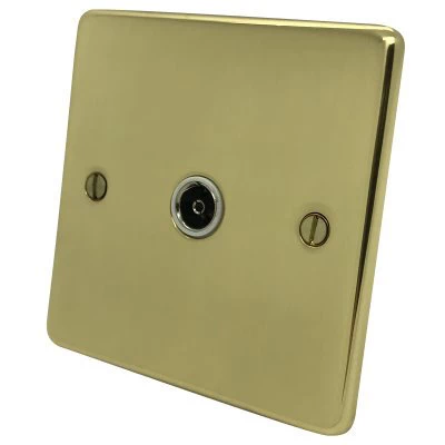 Low Profile Rounded Polished Brass TV Socket