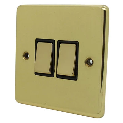 Low Profile Rounded Polished Brass Intermediate Switch and Light Switch Combination